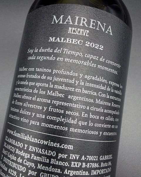 Vino Tinto Mairena Reserve Malbec 2022